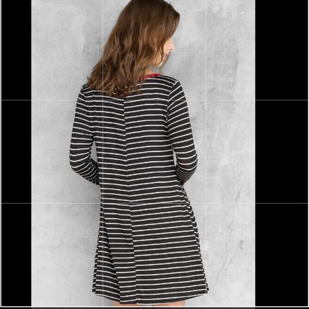 Striped Button Sleeve Dress - Picture 5 of 8